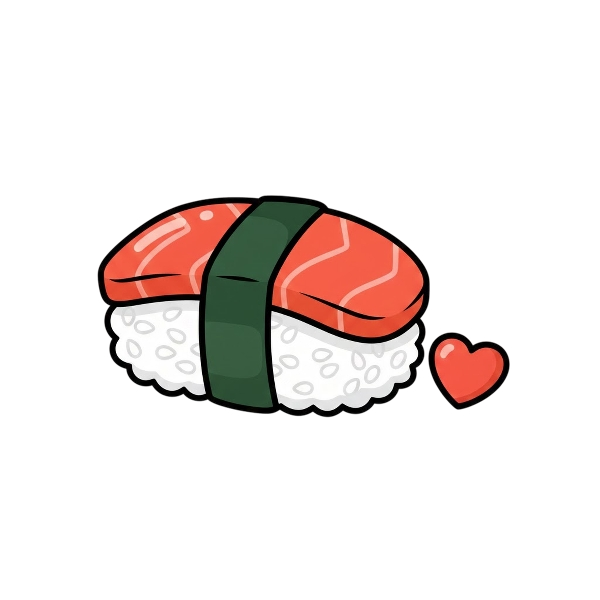 Red heart and Sushi
