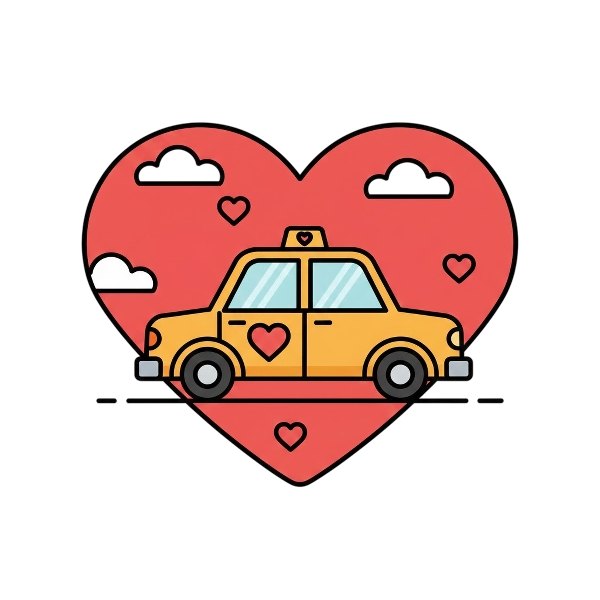 Red heart and Taxi