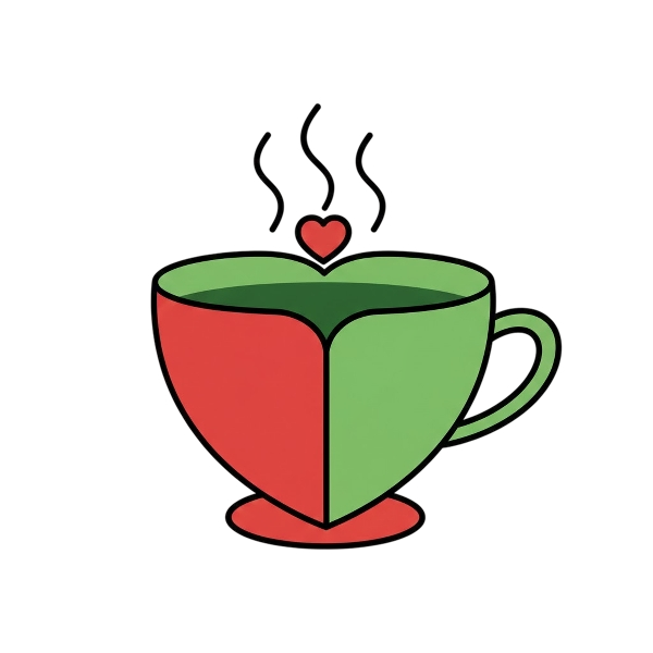 Red heart and Teacup without handle
