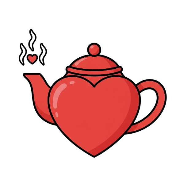 Red heart and Teapot