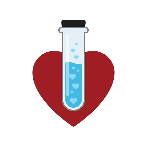 Red heart and Test tube