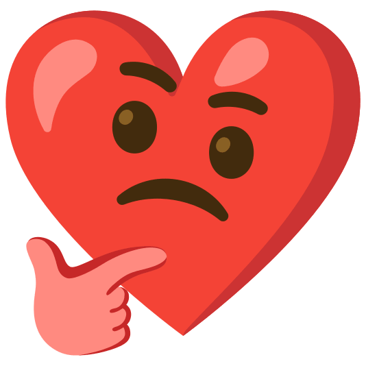 Red heart and Thinking face