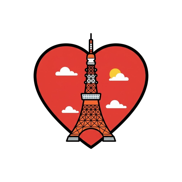 Red heart and Tokyo tower