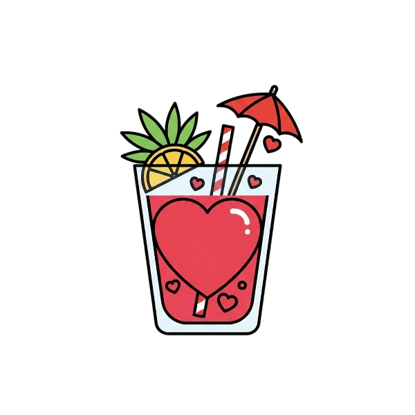 Red heart and Tropical drink