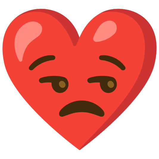 Red heart and Unamused face