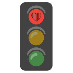 red heart and vertical traffic light
