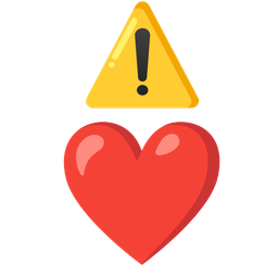 red heart and warning