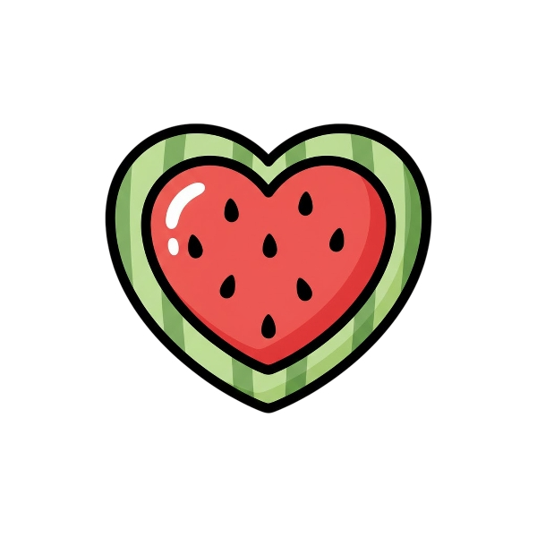 Red heart and Watermelon
