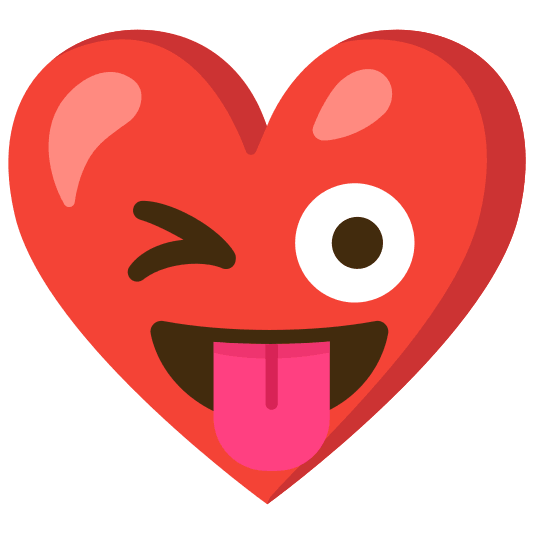 Red heart and Winking face with tongue