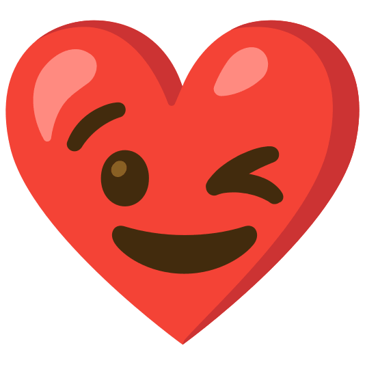 Red heart and Winking face