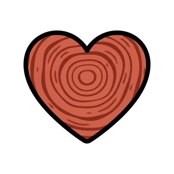 Red heart and Wood
