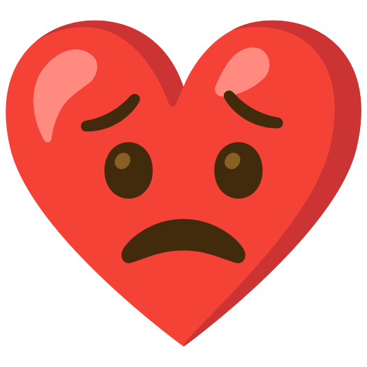 Red heart and Worried face