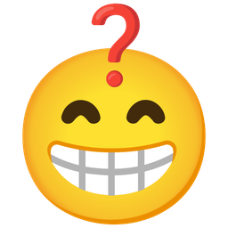 Red question mark and Beaming face with smiling eyes