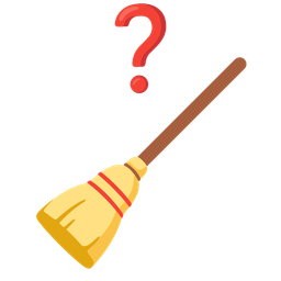Red question mark and Broom