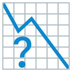 Red question mark and Chart decreasing