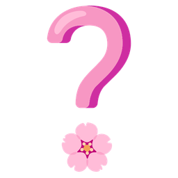 Red question mark and Cherry blossom