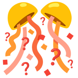 Red question mark and Confetti ball