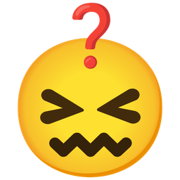 Red question mark and Confounded face