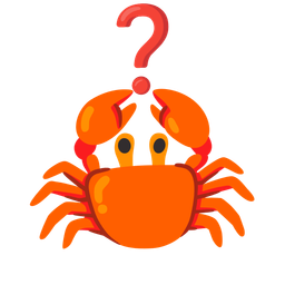 Red question mark and Crab