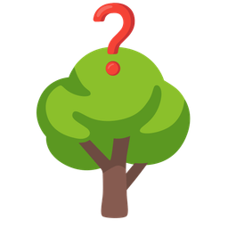 Red question mark and Deciduous tree