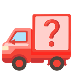 Red question mark and Delivery truck