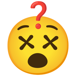 Red question mark and Face with crossed-out eyes