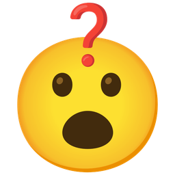 Red question mark and Face with open mouth