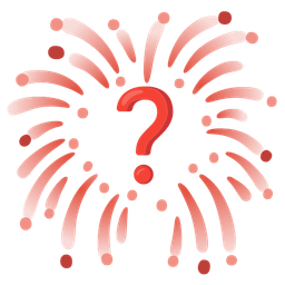 Red question mark and Fireworks