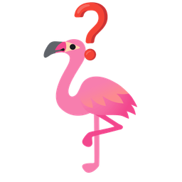 Red question mark and Flamingo