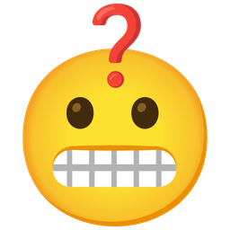 Red question mark and Grimacing face