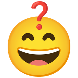 Red question mark and Grinning face with smiling eyes