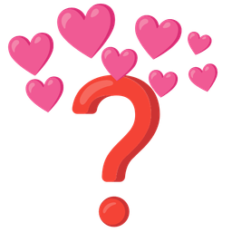 Red question mark and Heart with arrow