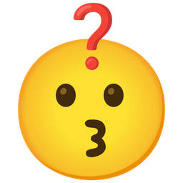 Red question mark and Kissing face