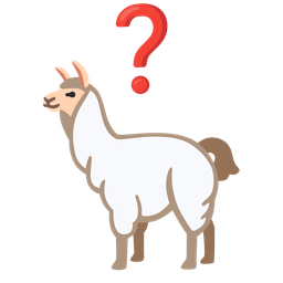 Red question mark and Llama