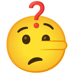 Red question mark and Lying face