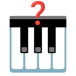 Red question mark and Musical keyboard