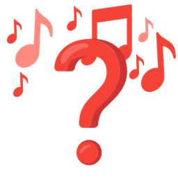 Red question mark and Musical notes