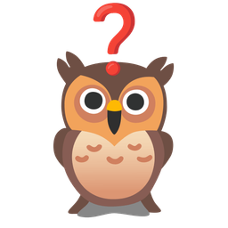 Red question mark and Owl