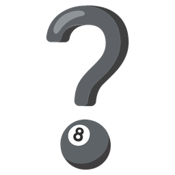 Red question mark and Pool 8 ball