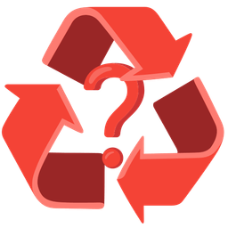 Red question mark and Recycling symbol