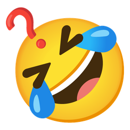 Red question mark and Rolling on the floor laughing