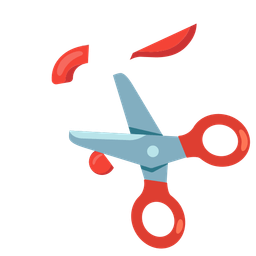 Red question mark and Scissors