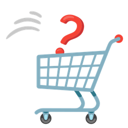 Red question mark and Shopping cart