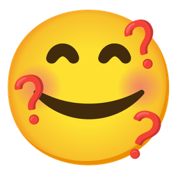 Red question mark and Smiling face with hearts