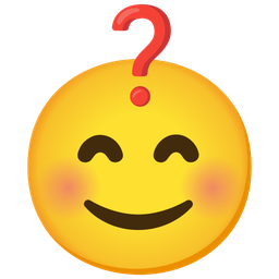 Red question mark and Smiling face with smiling eyes