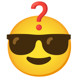 Red question mark and Smiling face with sunglasses