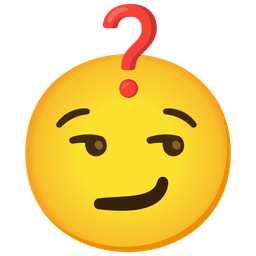 Red question mark and Smirking face