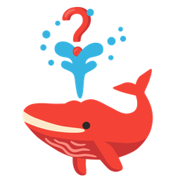 Red question mark and Spouting whale
