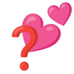 Red question mark and Two hearts