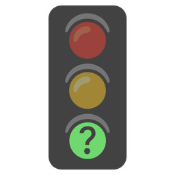 Red question mark and Vertical traffic light